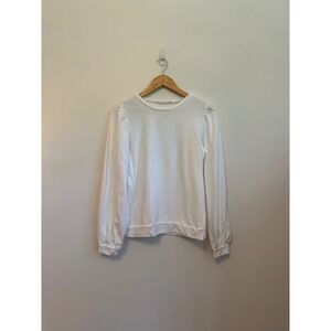 Ellison Puff Sleeve White Sweatshirt | Size Small